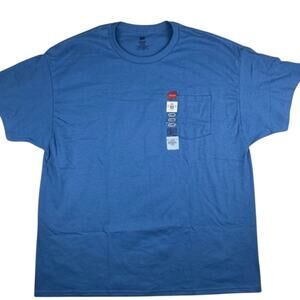 Hanes Men's ComfortSoft Heavyweight Pocket T-Shirt XL Denim Blue – 100% Cotton